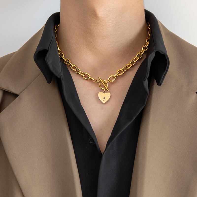 Chains Fashion Thick Chain Clasp Gold Color Claps Necklaces Heart Pendant For Women Minimalist Choker Necklace Jewelry
Chains Fashion Thick Chain Clasp Gold Color Claps Necklaces Heart Pendant For Women Minimalist Choker Necklace Jewelry
