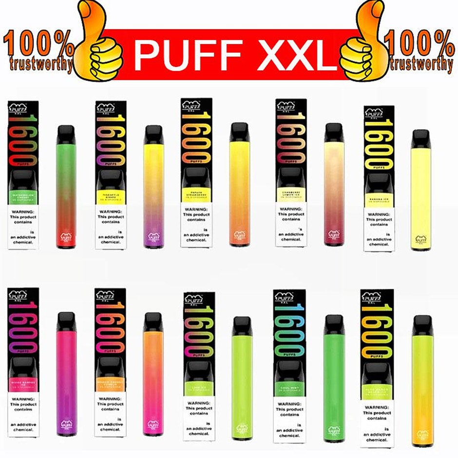 Puff XXL 40+color Disposable Electronic Cigarette 1600 Puffs Vape Pen Mod 3.2mL Pre Filled Cartridge Pods E Cigs Bar Pipe Package With Secur
Puff XXL 40+color Disposable Electronic Cigarette 1600 Puffs Vape Pen Mod 3.2mL Pre Filled Cartridge Pods E Cigs Bar Pipe Package With Secur