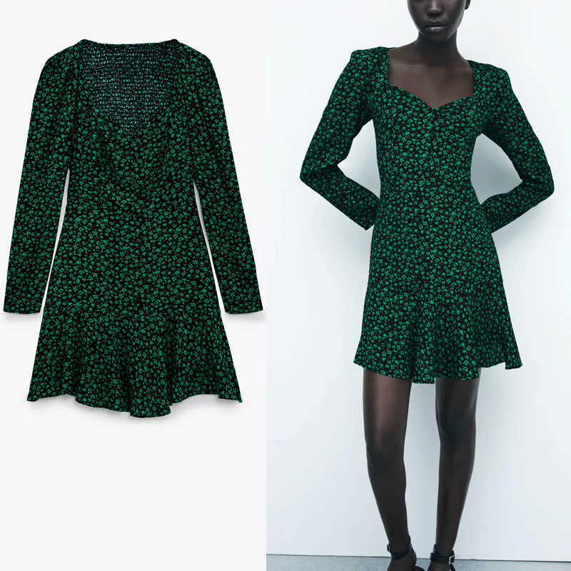 ZA Summer Floral Print Mini Dress Women Long Sleeve Smocked Elastic Vintage Green Dresses Woman Chic Side Zip Vestidos 210602
ZA Summer Floral Print Mini Dress Women Long Sleeve Smocked Elastic Vintage Green Dresses Woman Chic Side Zip Vestidos 210602