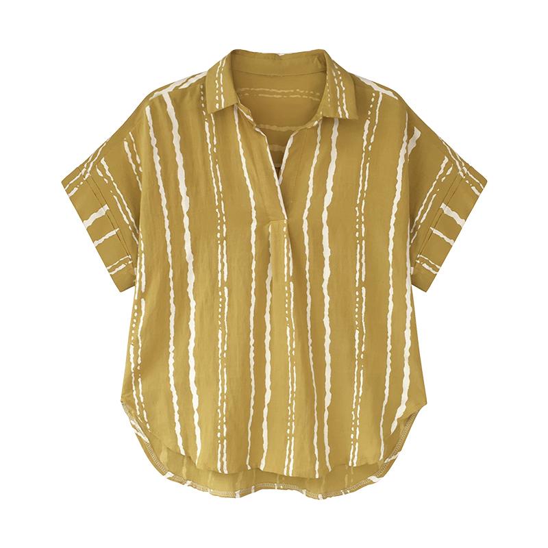 Women's Blouses & Shirts PERHAPS U Chiffon Short Sleeve Pocket Striped Yellow Gray Turn Down Collar Blouse Shirt Women Female B0146
Women's Blouses & Shirts PERHAPS U Chiffon Short Sleeve Pocket Striped Yellow Gray Turn Down Collar Blouse Shirt Women Female B0146