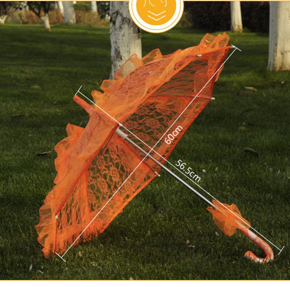 white color Lace Bridal Umbrella Cotton Embroidery Parasol Umbrella Wedding Decoration Parasols
