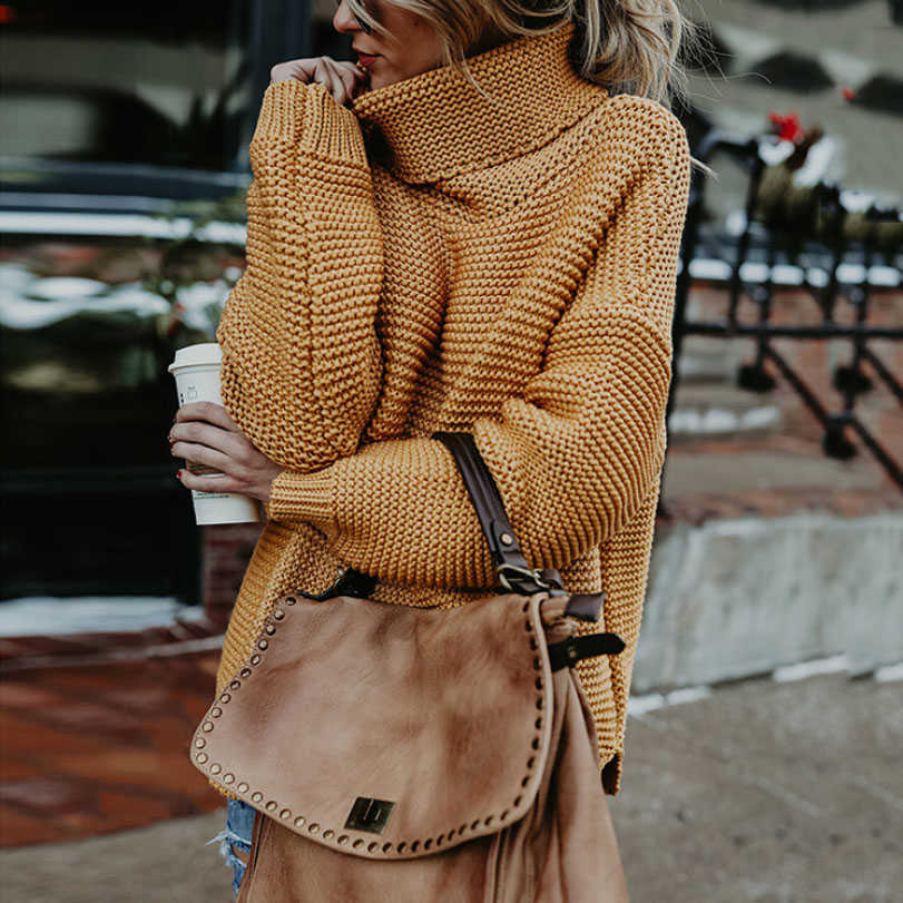 Women Pullover Turtle Neck Autumn Winter Clothes Warm Knitted Oversized Turtleneck Sweater For Women's Green Tops Woman 211109