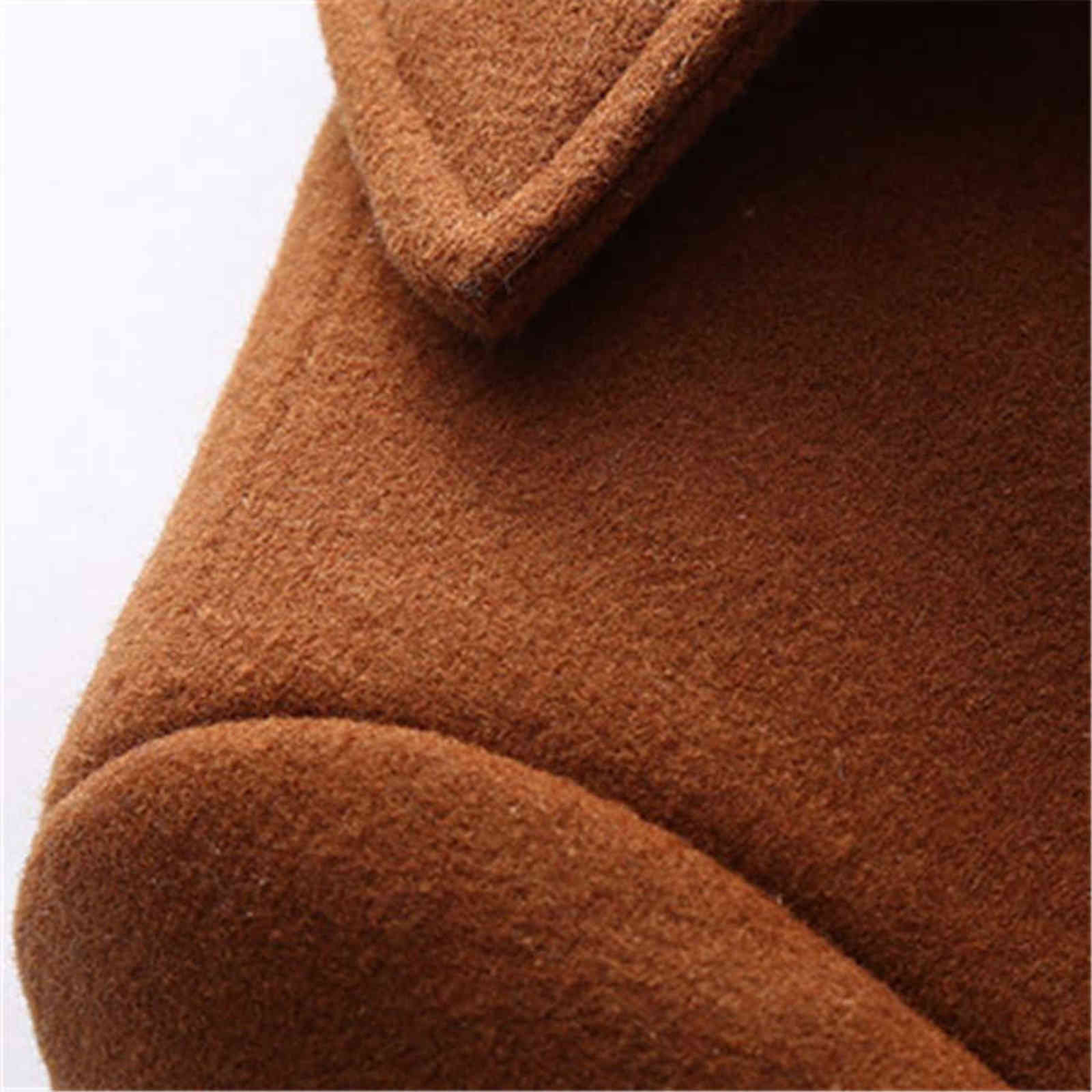 Riinr Autumn and Winter Double-collar Fashion Woolen Coat Men Large Size Windbreaker Men's Thickened Woolen Coat Woolen Coat Men 211122