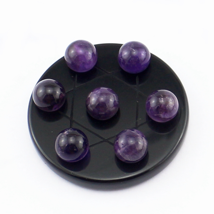 Natural Loose Gemstones Chakra Reiki Healing Stone Jewelry Heptagram 7 Stars Array Trinket 50mm Seven Star Disc Obsidian Geomantic Prop Mini Crystal O