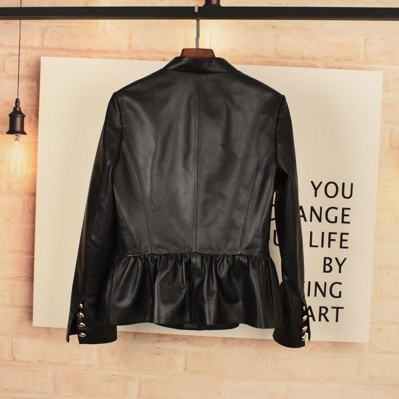 Women' Leather & Faux Autumn Spring Women Slim Single Breasted Sheepskin Genuine Jacket Vintage Stand Collar Ruffles Sweet Ladies Coat, Black
Women' Leather & Faux Autumn Spring Women Slim Single Breasted Sheepskin Genuine Jacket Vintage Stand Collar Ruffles Sweet Ladies Coat, Black
