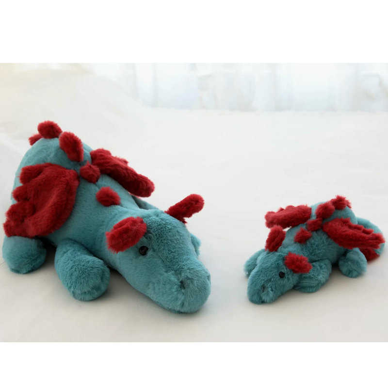 Fluffy Hair Blue Pterosauria Dragon Rabbit plush Toy Stuffed evil Red Fly Wings Fire Plushies Doll toys for Children boy 210728