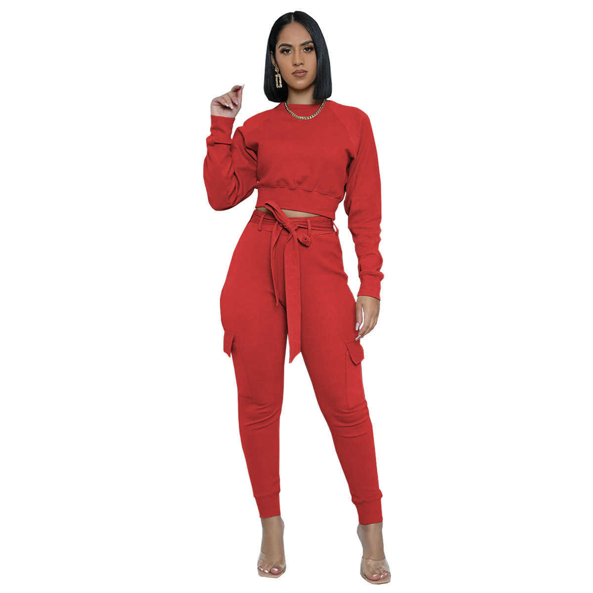 Women's Two Piece a Pants Designers Women Clothes 2023 fashion round neck slim fit suit two piece pants