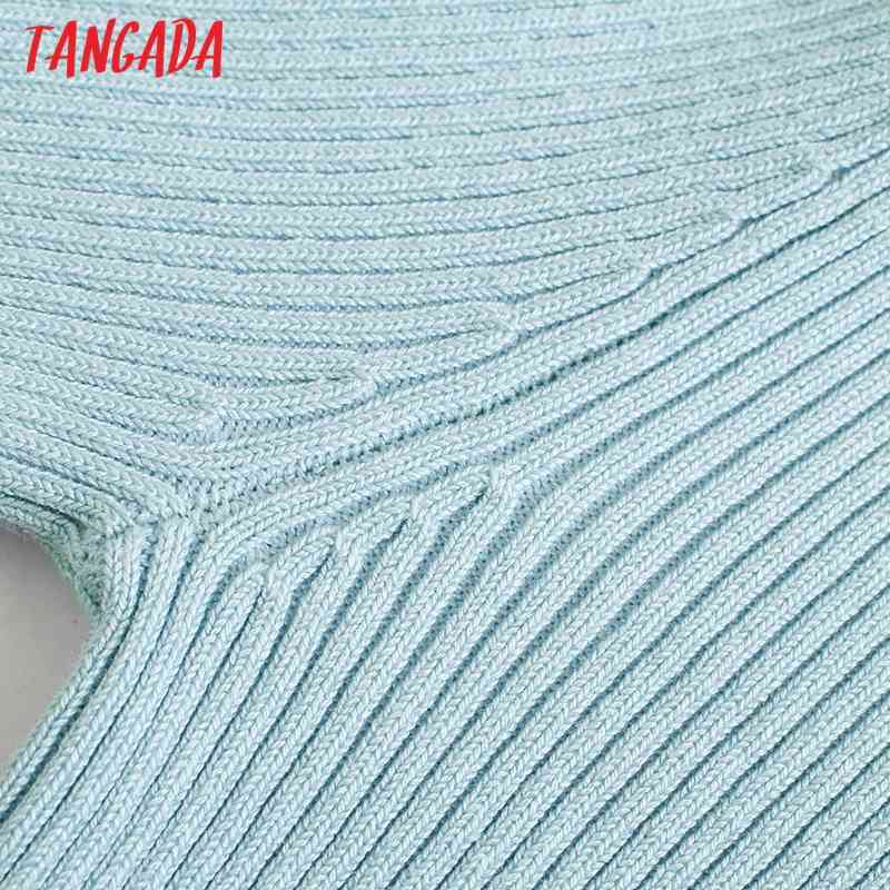 Women Fashion Solid Slim Cropped Knitted Sweater Vintage Long Sleeve Female Pullovers Chic Tops BE479 210416