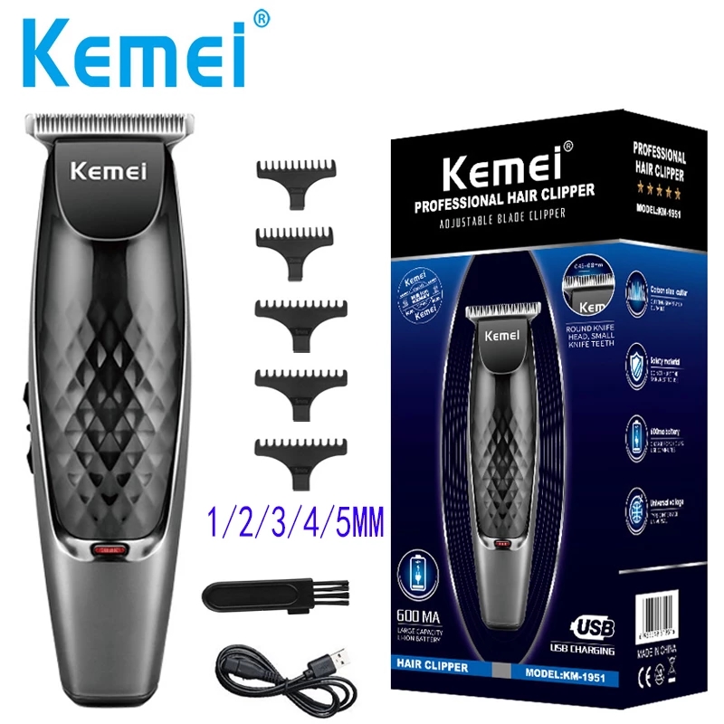Kemei KM-1951 Professional Hair Trimmer Electric hair Clipper USB Charger Machine C260312