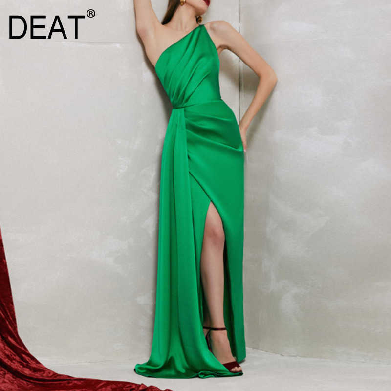 Summer Fashion Solid Color Sleeveless Floor-length High Waist Asymmetric Collar Quality Dress Women 13C856 210527, Green
Summer Fashion Solid Color Sleeveless Floor-length High Waist Asymmetric Collar Quality Dress Women 13C856 210527, Green