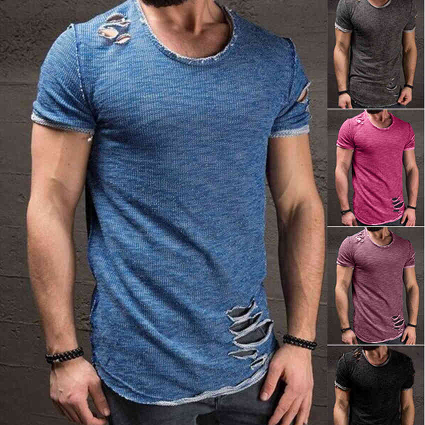Men's T Shirts O Neck Short Sleeve Slim Fit Tops Tee Male Fashion Ripped Hole Casual Men Tshirts Distressed Summer Tee Clothing R0407, White;black
Men's T Shirts O Neck Short Sleeve Slim Fit Tops Tee Male Fashion Ripped Hole Casual Men Tshirts Distressed Summer Tee Clothing R0407, White;black