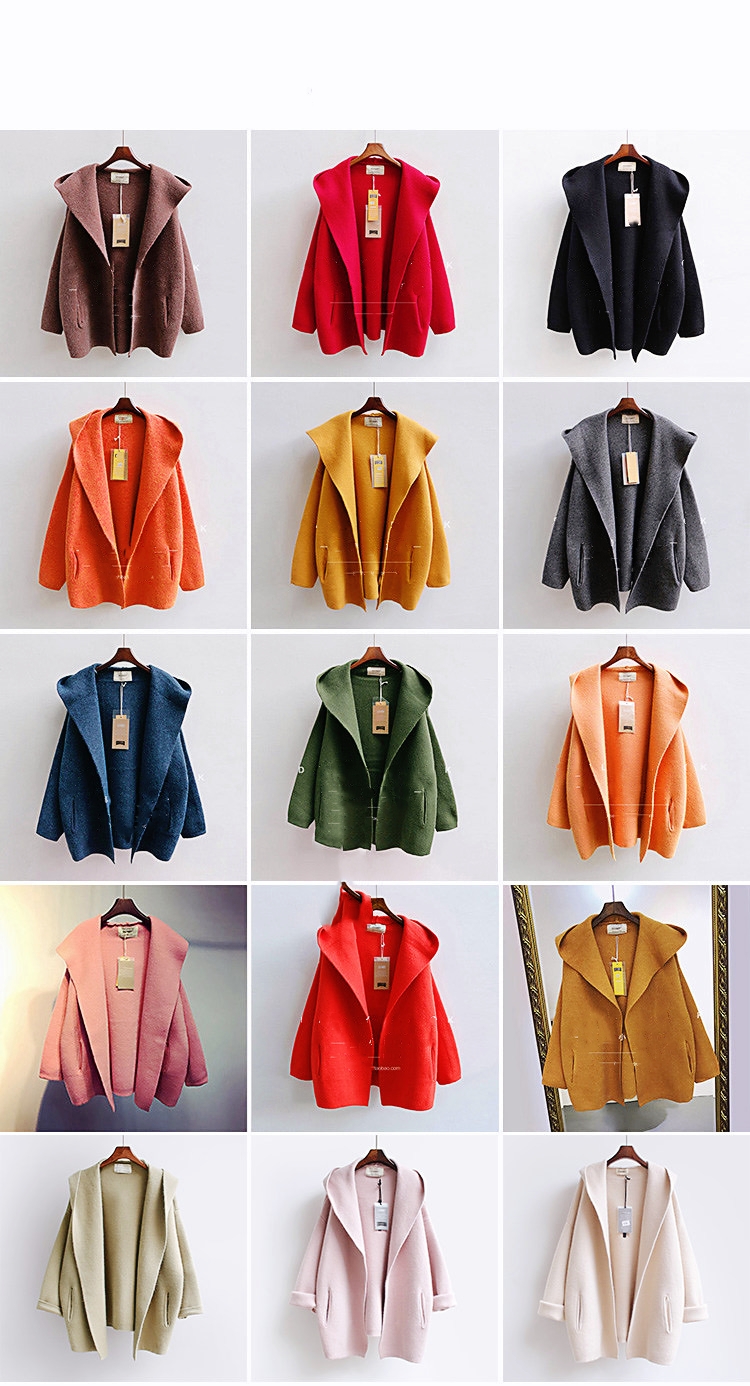 wools Fashion designer ladies autumn and winter hooded sweater women's mid-length loose cardigan lazy style sweaters coat top 13 colors, Mass customization
wools Fashion designer ladies autumn and winter hooded sweater women's mid-length loose cardigan lazy style sweaters coat top 13 colors, Mass customization
