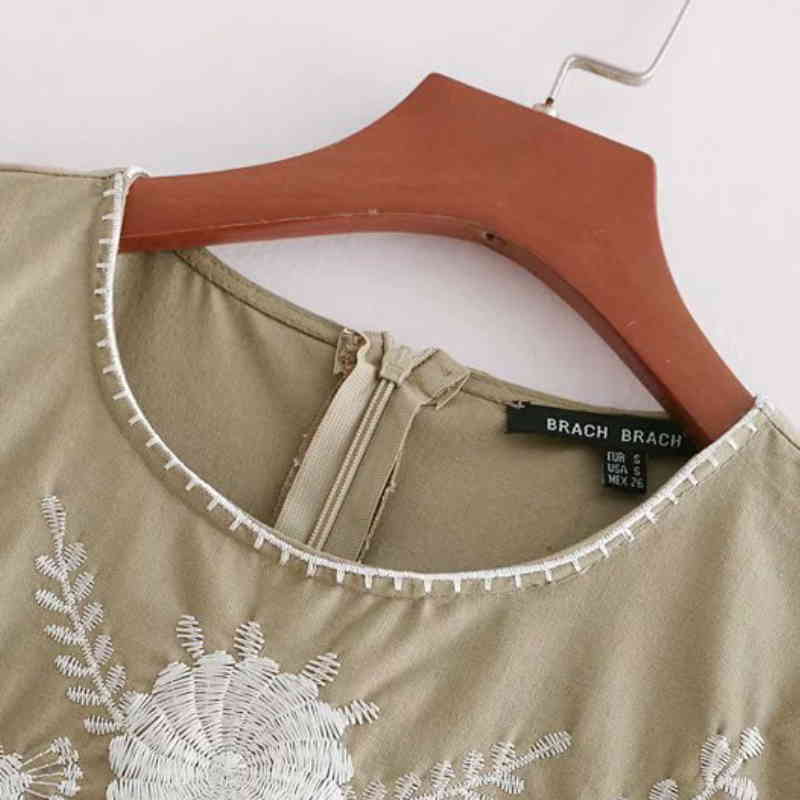 Casual Lady Floral Embroidery Mini Dress Fashion Women O Neck Short Sleeve Vestidos D1863 210430