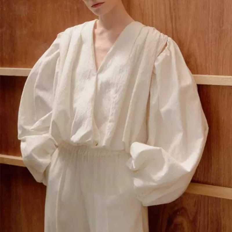 Spring Casual Loose Women Blouse Korean Fashion Design V-neck Female Shirts Solid Elegant Vintage Retro Pullover Top 13A036 210525, Beige
Spring Casual Loose Women Blouse Korean Fashion Design V-neck Female Shirts Solid Elegant Vintage Retro Pullover Top 13A036 210525, Beige