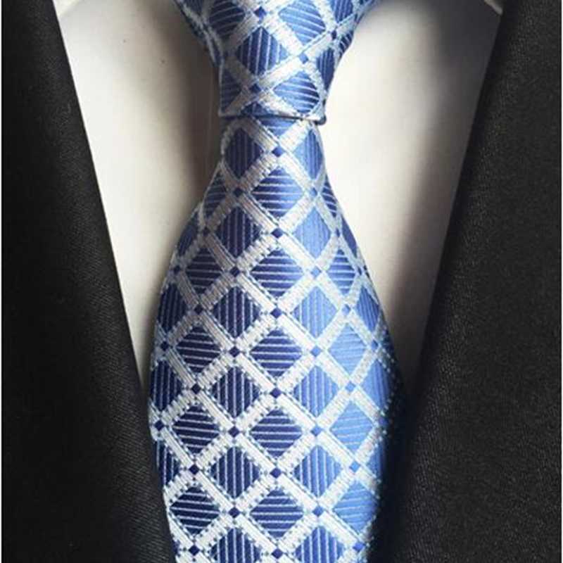 Ricnais Classic Silk Men Tie Plaid Neck Ties 8cm Green Blue for Formal Wear Business Suit Wedding Party Gravatas