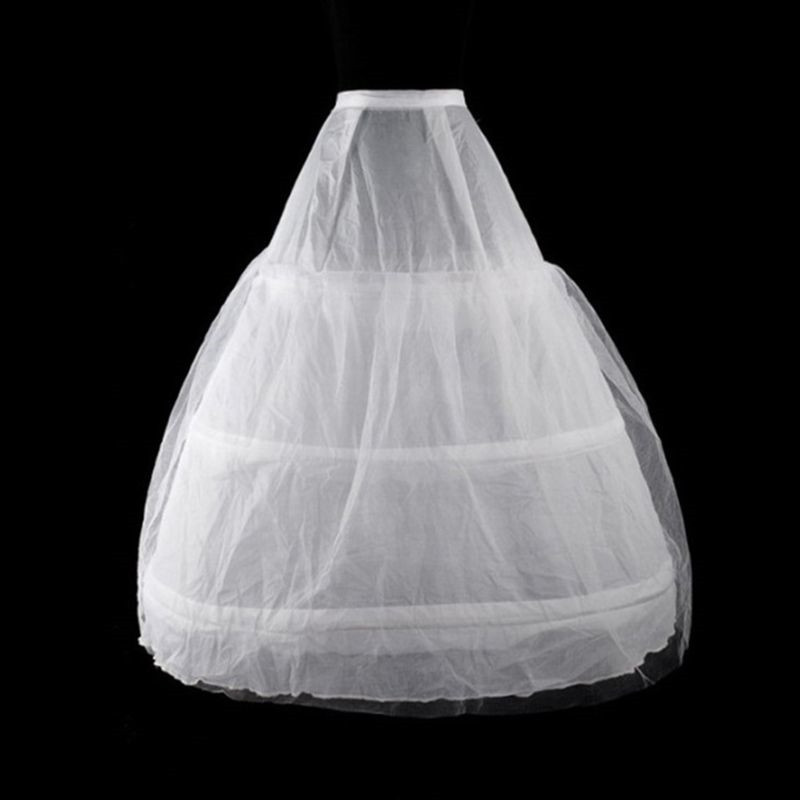 Womens 2 Layers Mesh 3 Hoops White Wedding Gridal Gown Dress Petticoat Elastic Waistband Drawstring A-Line Underskirt Crinoline от DHgate WW
