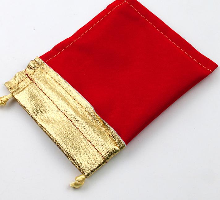 2021 Velvet Drawstring Pouches Bags gold side flannel bags Gift bag Flocked jewelry pouch Favor Holders velvet drawstring bag multi color