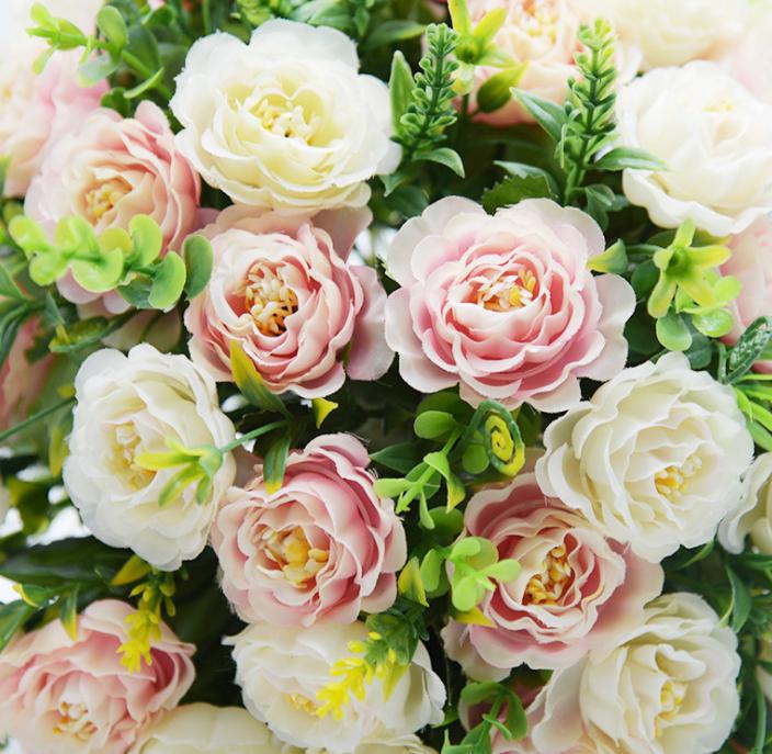 2021 Silk Flower Bridal Wedding Bouquets Blue Pink Peony Bridal Wedding Bouquet Bride Holding Flowers Handmade Wedding Bouquets