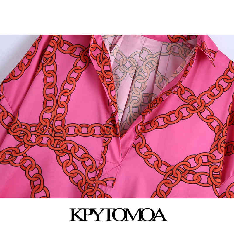 Women Chic Fashion Oversized Chain Print Midi Dress Long Sleeve Soft Touch Female Dresses Vestidos Mujer 210420