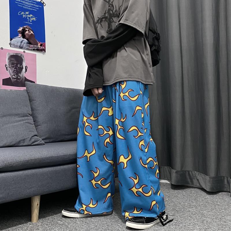 Men's Pants Korean Flame Print Wide Leg Man Fashion Streetwear 2021 Vintage Harajuku Loose Pant Casual Pantalone De Mujer, Blue
Men's Pants Korean Flame Print Wide Leg Man Fashion Streetwear 2021 Vintage Harajuku Loose Pant Casual Pantalone De Mujer, Blue