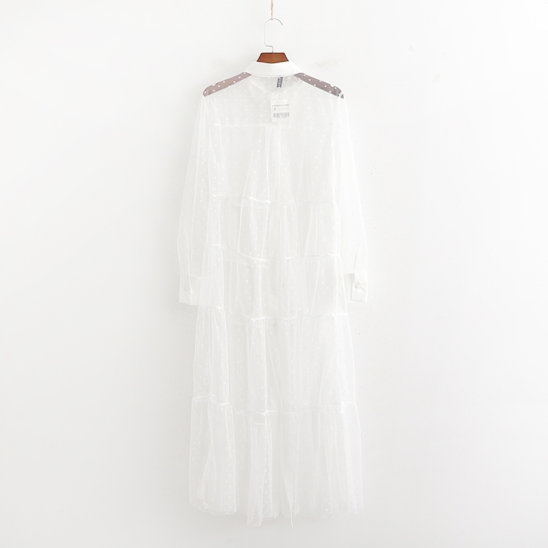 Sunscreen Dress Women Summer Fashion See Through Mesh Material Black and White Mantle Cloak Modern Lady Beach Dresses 210602