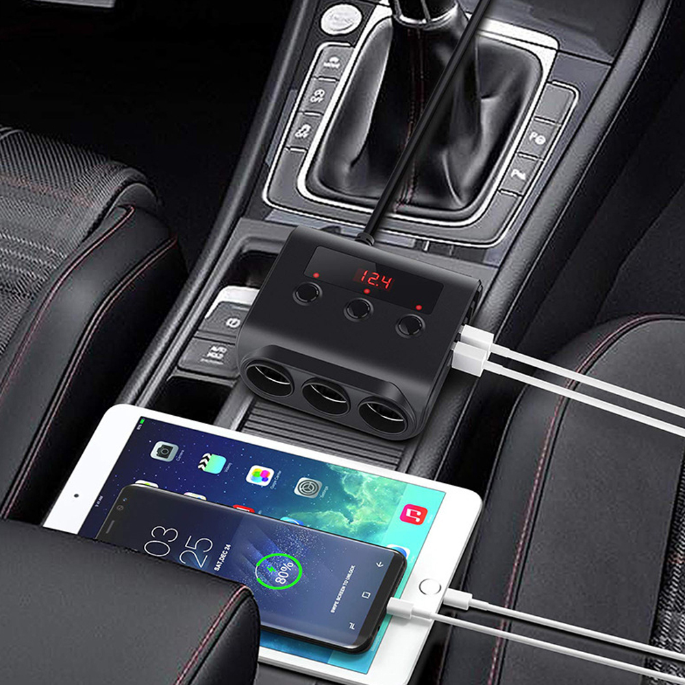 12-24V Charger 4 USB Car Cigarette Lighter Socket Splitter Universal DVR Phone Charge for Truck Auto