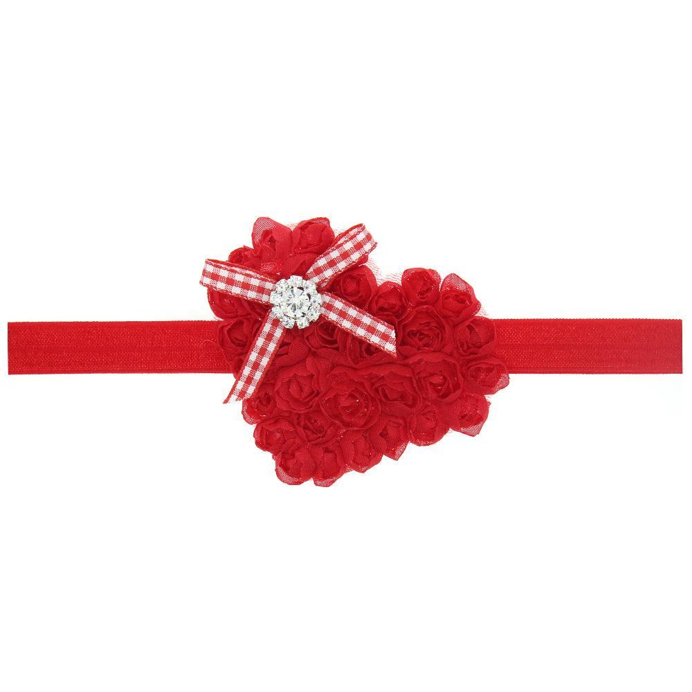 Baby Girls Christmas Headbands Heart Shape Boutique Hair Accessories Kids Elastic Paillette Headband Chiffon Bow Hairbands f