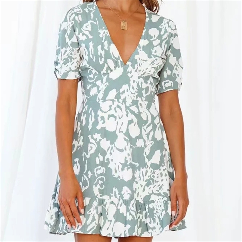 women chic dress V-neck Puff Sleeve Ruffle Print Mini Dress Pleated female print summer dresses 210524, Sky blue
women chic dress V-neck Puff Sleeve Ruffle Print Mini Dress Pleated female print summer dresses 210524, Sky blue