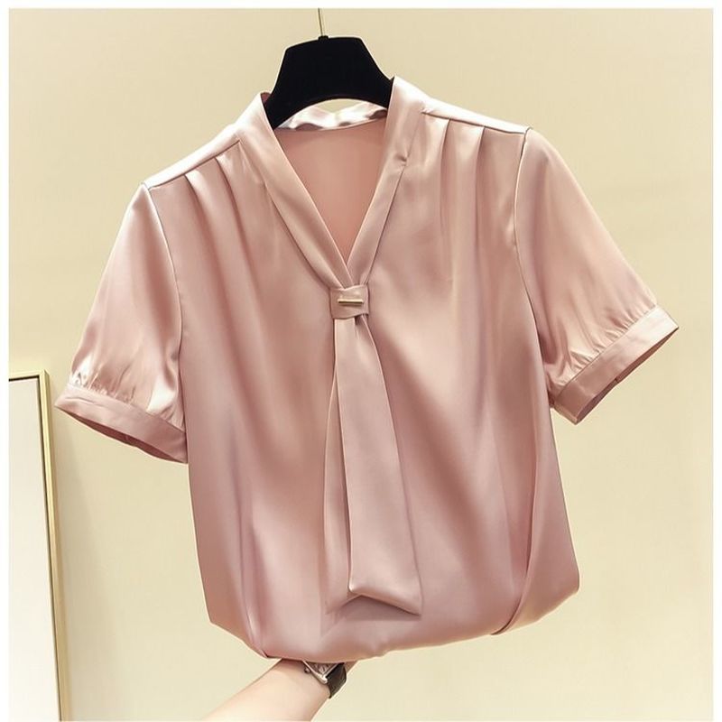 Vintage Short Sleeve Chiffon Shirt Solid Loose Women Tops and Blouse Elegant Summer Office Lady Clothes Blusa Feminina 9132 210506