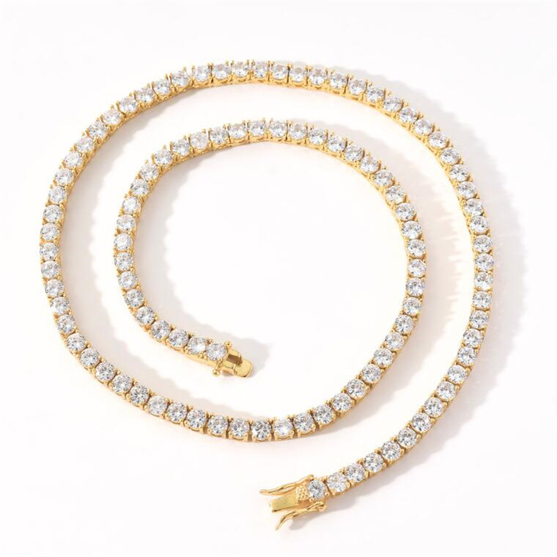 7inch-24inch Hip Hop Sparkling Luxury Jewelry Tennies Chain Pendant 3MM 4MM 5MM 5A Zircon CZ Diamond Gemstones Party 14KT White Rose Gold Fill Women M