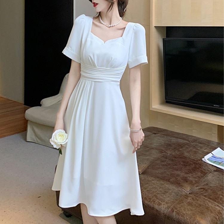 French Retro Temperament White Square Collar Party Dress Summer Elegant Puff Sleeve Female High Waist Slim A-Line Dresses 210518
French Retro Temperament White Square Collar Party Dress Summer Elegant Puff Sleeve Female High Waist Slim A-Line Dresses 210518