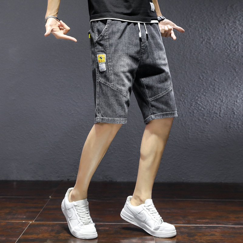 shorts 2021 summer men's jeans elastic waist capris for young men, White;black
shorts 2021 summer men's jeans elastic waist capris for young men, White;black