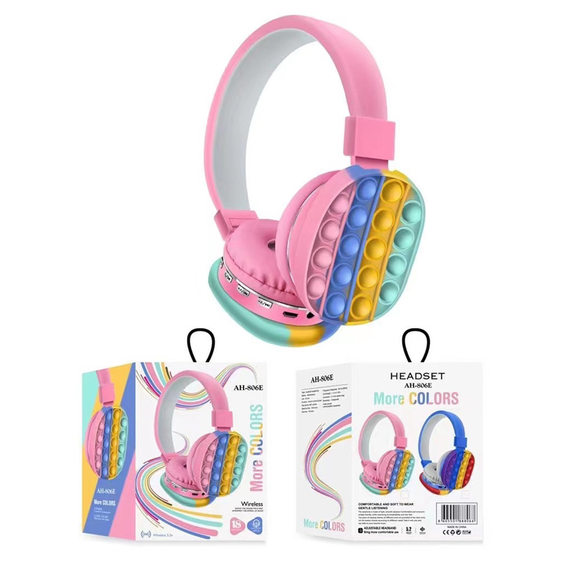 50%off Fidget Toys Party Favor Head-mounted Headphones Earphones Simple and Cute Rainbow Bluetooth Stereo Headset dropship FT29