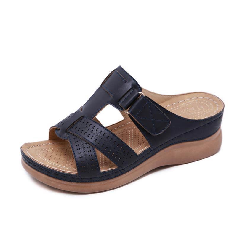 Sandals Women Wedge Solid Color Buckle Open Toe Comfortable Slippers Beach Summer 2021