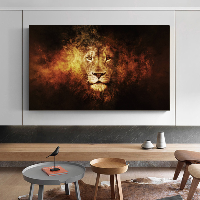 HD Prints Abstract Animal Lion Painting Printed on Canvas Modern Wall Art Pictures for Living Room Poster Cudros Decoration