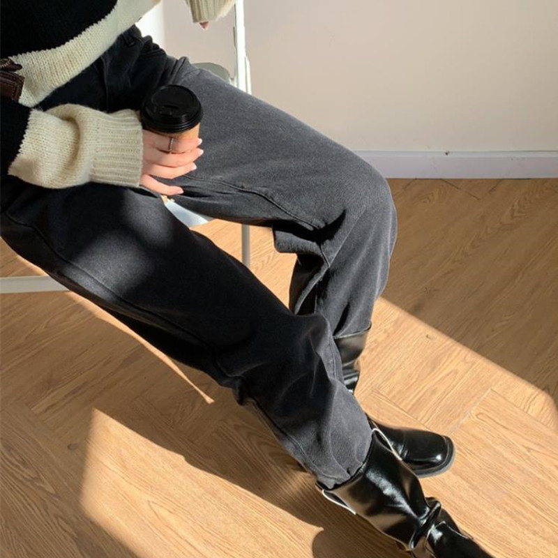 Vintage High Waist Wide Leg Denim Pants Women OL Work Wear Arrival Autumn Spring Jeans Trousers Femme 210421