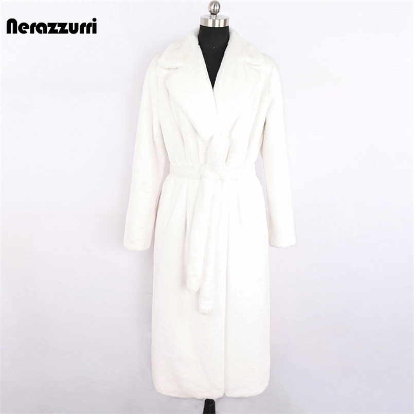 Nerazzurri Winter Long White Black Warm Fluffy Faux Fur Coat Women Long Sleeve Belt Lapel Stylish Korean Fashion without Buttons 211110
Nerazzurri Winter Long White Black Warm Fluffy Faux Fur Coat Women Long Sleeve Belt Lapel Stylish Korean Fashion without Buttons 211110
