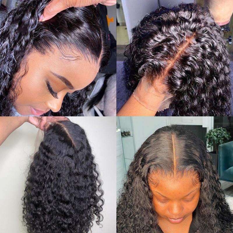 Lace Wigs 13x4 Front Human Hair For Black Women Deep Curly 180% High Density Brazilan Remy Pre Plucked Wig