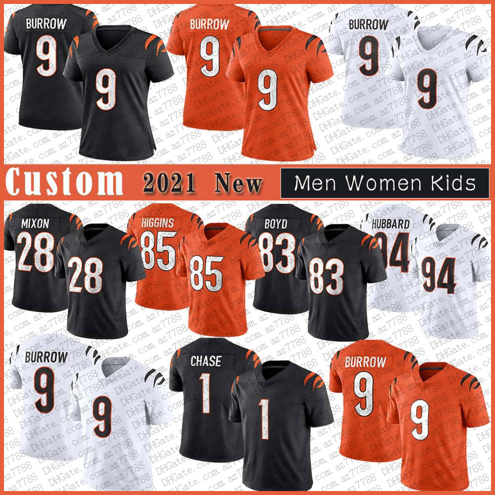 1 JaMarr Chase Custom Men Women Kids Football jersey 9 Joe Burrow & Burreaux 28 Mixon 85 Tee Higgins 83 Tyler Boyd 30 Jessie Bates III 94 Sam Hubbard 25 Giovani Bernard, Shown
1 JaMarr Chase Custom Men Women Kids Football jersey 9 Joe Burrow & Burreaux 28 Mixon 85 Tee Higgins 83 Tyler Boyd 30 Jessie Bates III 94 Sam Hubbard 25 Giovani Bernard, Shown