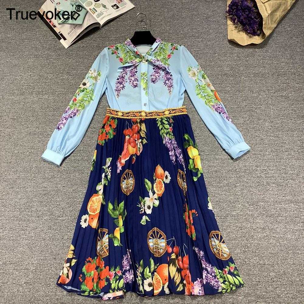 Truevoker Autumn Runway Fashion Women's Blue Flower Print Blouses + Fruit Pleated Skirt Two Pieces Sets Suits 210602, Navy blue
Truevoker Autumn Runway Fashion Women's Blue Flower Print Blouses + Fruit Pleated Skirt Two Pieces Sets Suits 210602, Navy blue