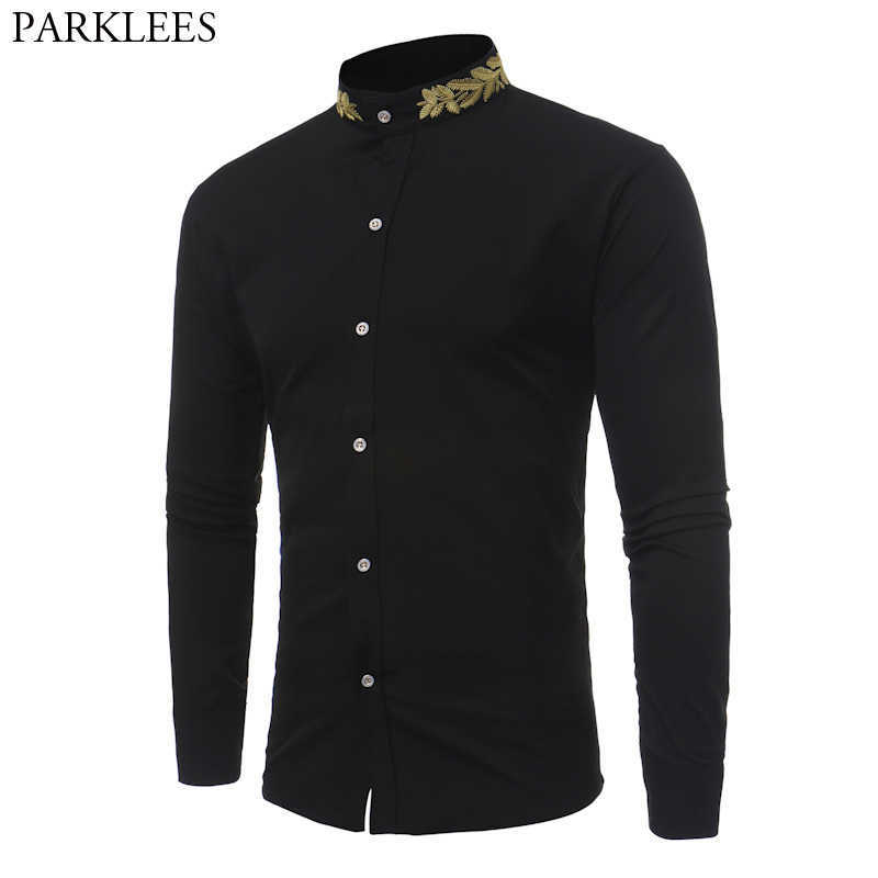 Stand Collar Men Shirt Brand Gold Embroidery Men Shirt Long Sleeve Slim Fit Cotton Male Shirts Casual Mens Dress Shirts 210628, Cs11 light blue
Stand Collar Men Shirt Brand Gold Embroidery Men Shirt Long Sleeve Slim Fit Cotton Male Shirts Casual Mens Dress Shirts 210628, Cs11 light blue