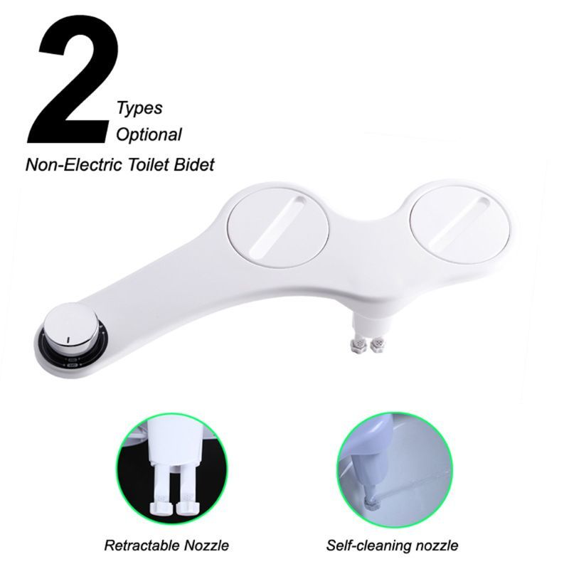 Frontal Behind Feminine Wash Dual Nozzle Bidet Sprayer Toilet Seat Attachment Non Electrical Personal Hygiene Fresh Water