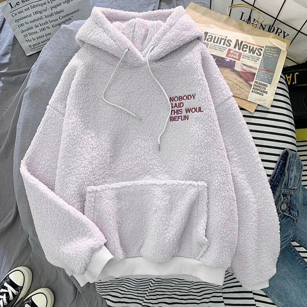 Autumn Winter Thick Warm Hoodies Coat Female Sweet Hooded Harajuku Loose Pocket Pullover Womens Fleece Flannel Sweatshirt 210428