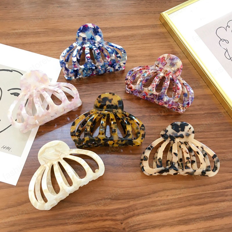 Acetate Resin Hollow Hair Crab Clip Women Acrylic Large Hair Claws Clamps Geometric Barrette Ponytail Holder Hairpins Accessories