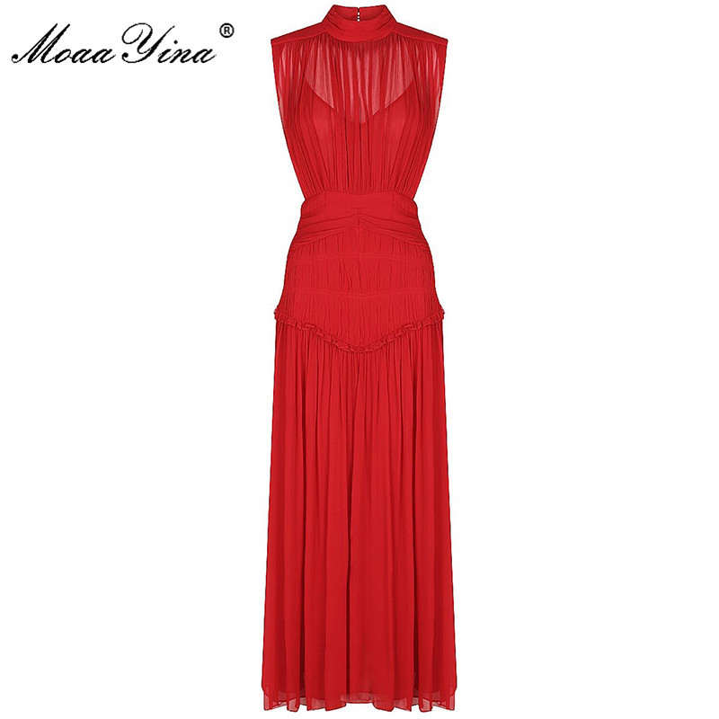 Fashion Designer Dress Summer Women' dress Stand collar Sleeveless Ruched Slim Sexy Party Dinner Dresses 210524, Black
Fashion Designer Dress Summer Women' dress Stand collar Sleeveless Ruched Slim Sexy Party Dinner Dresses 210524, Black