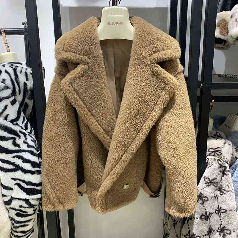Coat Winter Fur Real Wool Alpaca Teddy Bear Coat Women Thick Fur Jacket Short Outerwear Lady Streetwear S3595 2
