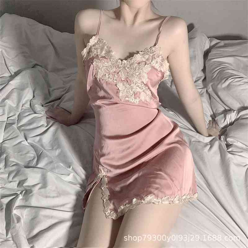Long night women's transparent home underwear suspender sexy pajamas nightdress suit, Black;white
Long night women's transparent home underwear suspender sexy pajamas nightdress suit, Black;white