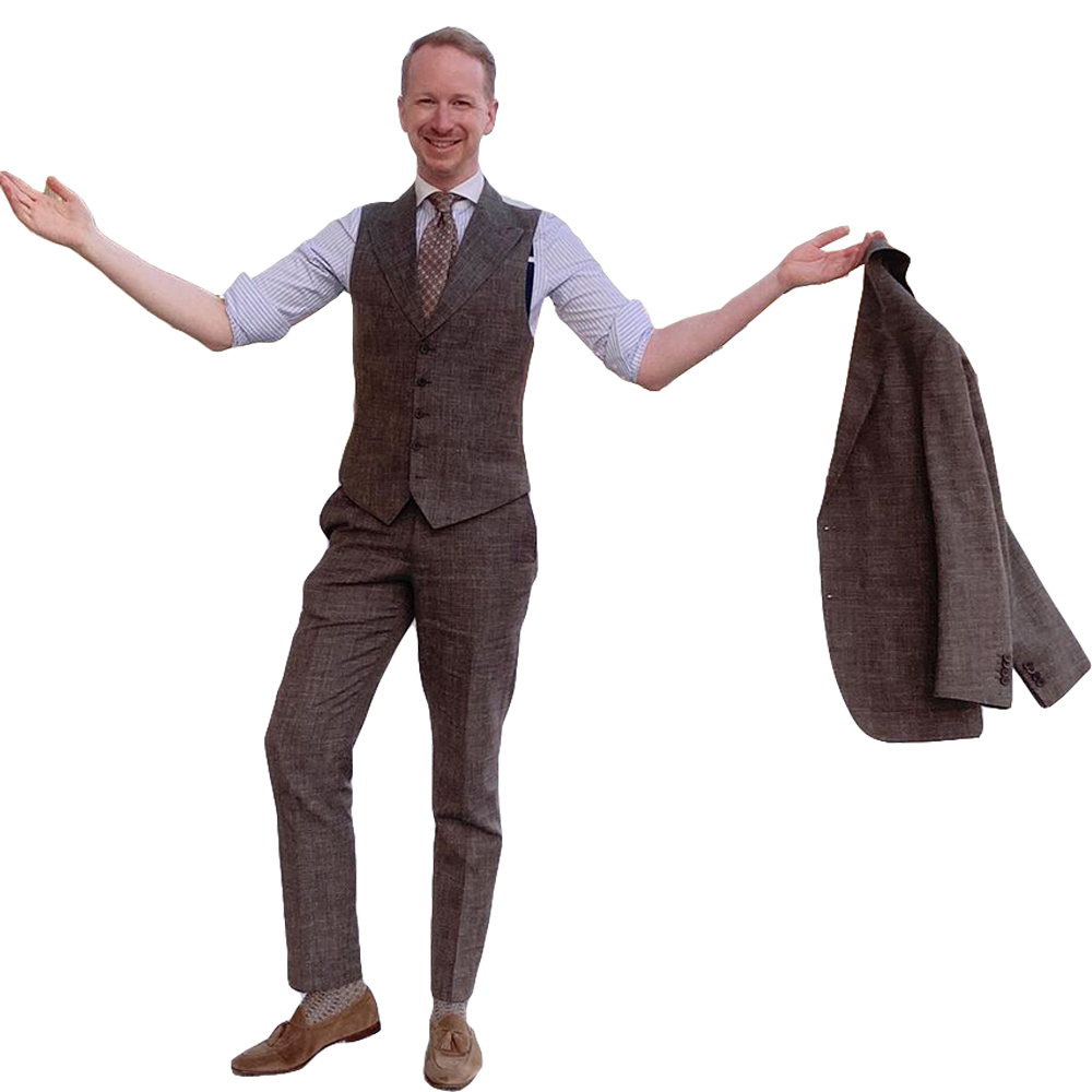 Grown Single Breasted 3PCS Men Suits Slim Fit Business or Groom Party Coat Tailored Work Casual Wear