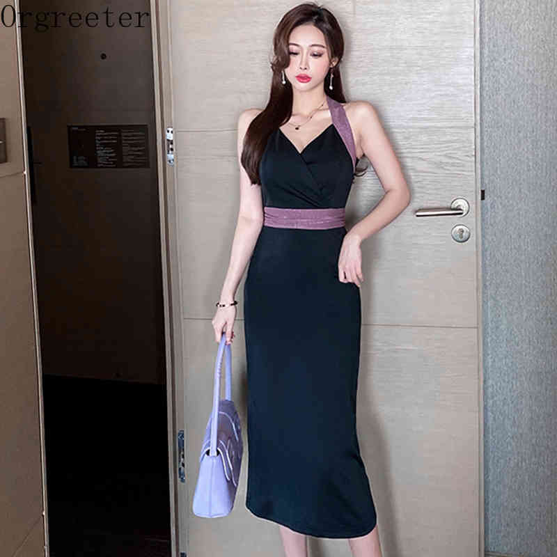 Sexy V-neck Halter Pencil Dress Women Slim Sheath Bodycon Party es Fashion Mid-Calf Color contrast Summer 210525, Black
Sexy V-neck Halter Pencil Dress Women Slim Sheath Bodycon Party es Fashion Mid-Calf Color contrast Summer 210525, Black