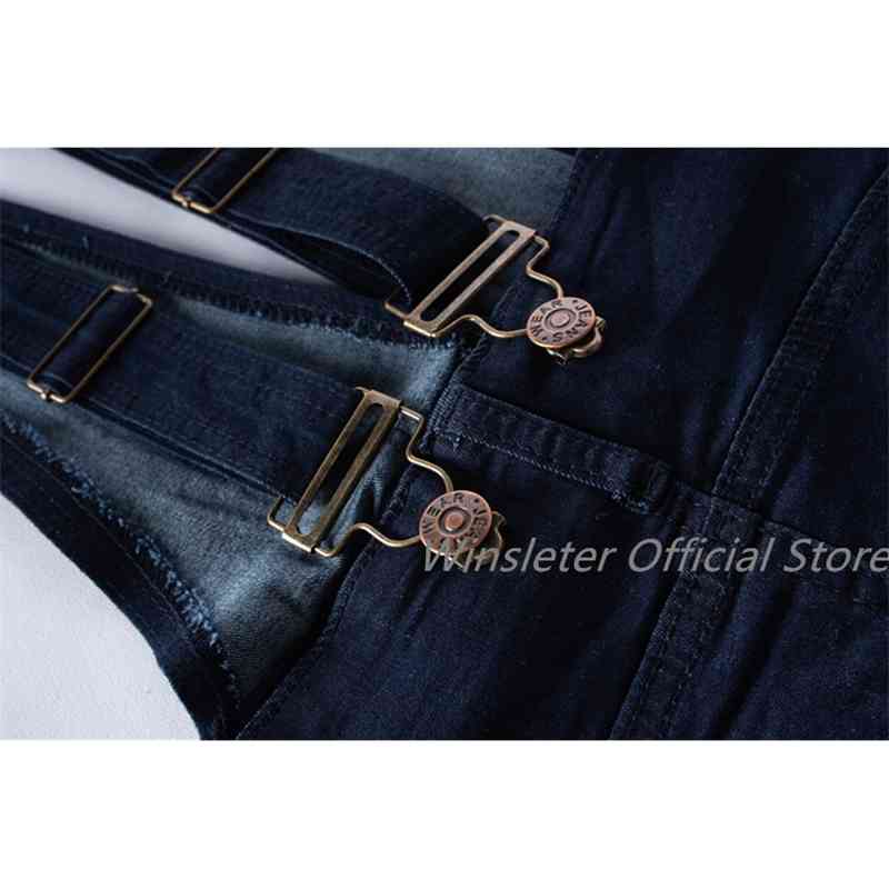 Suspender Skirt Women Overalls No Stretch V-neck Buttons Maxi Long Skirt Mermaid Trumpet Empire High Waist Jeans J9D891 T200803